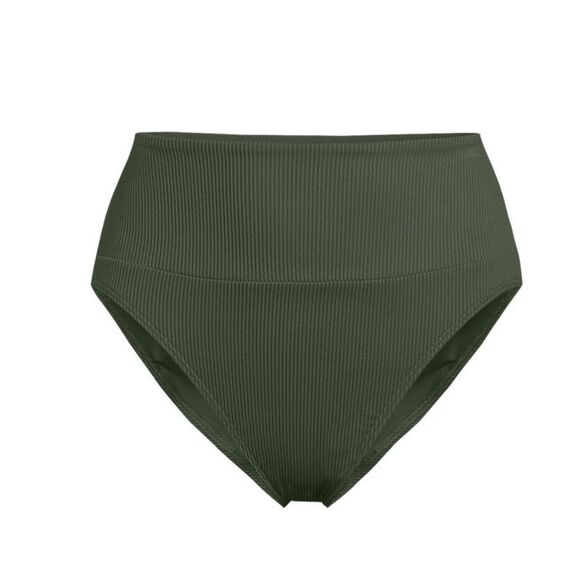Land's End High waisted swim bottom Rich Olive green Ottoman ribbed various size - Picture 1 of 5